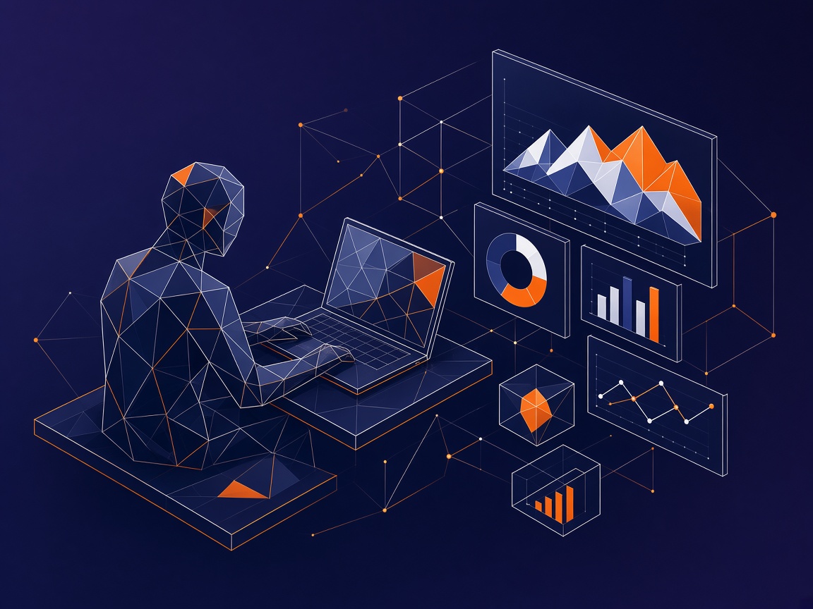 Abstract geometric dashboard and data visualization illustration